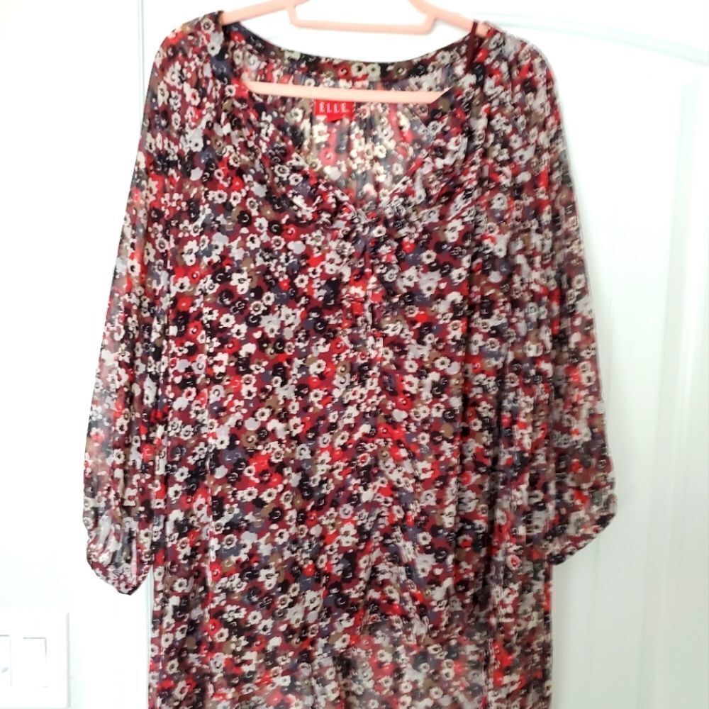 2 piece Elle Size 1X sheer blouse with camisole